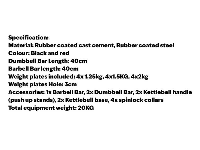 Dumbbell Set 6in1 Adjustable Barbell 20KG