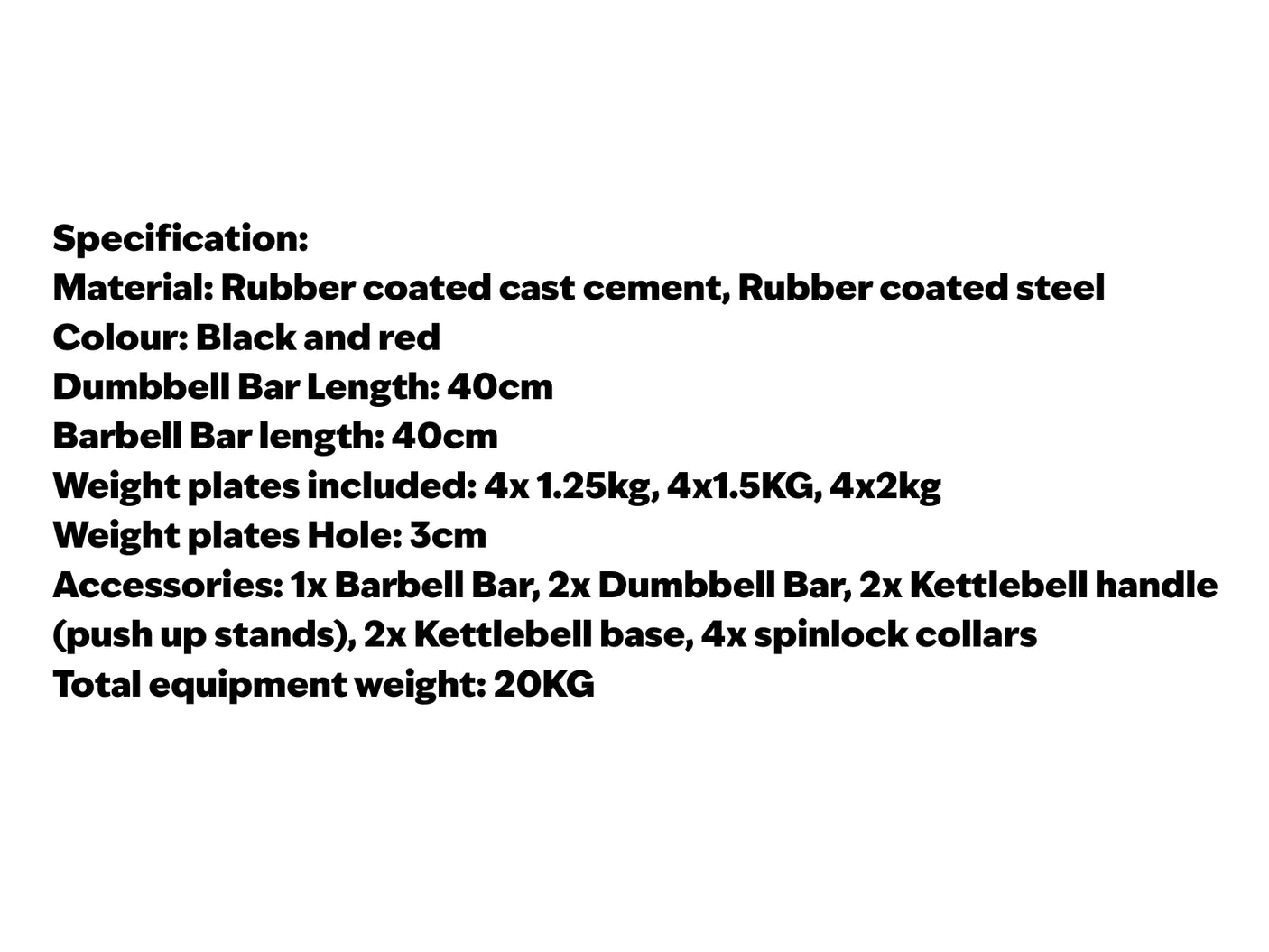 Dumbbell Set 6in1 Adjustable Barbell 20KG