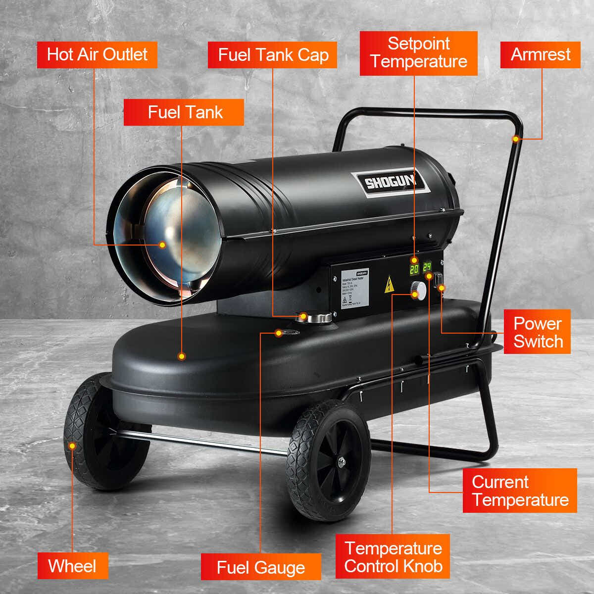 DS BD Industrial Fan Heater 38kW Diesel Kerosene for Workshop Warehouse Shed