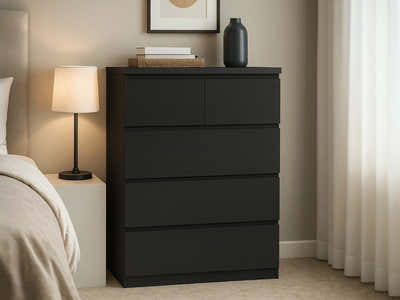 Tiko 5-Drawer Tallboy - Black Oak