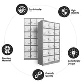 DS BD 18 Doors Metal Steel Locker Gym School Stationary Storage Cabinet White