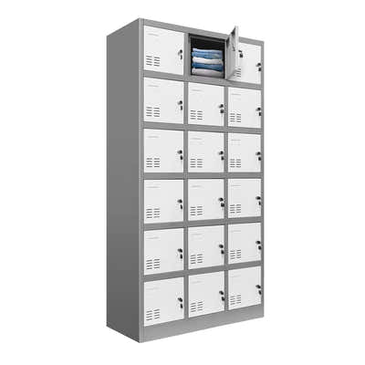 DS BD 18 Doors Metal Steel Locker Gym School Stationary Storage Cabinet White
