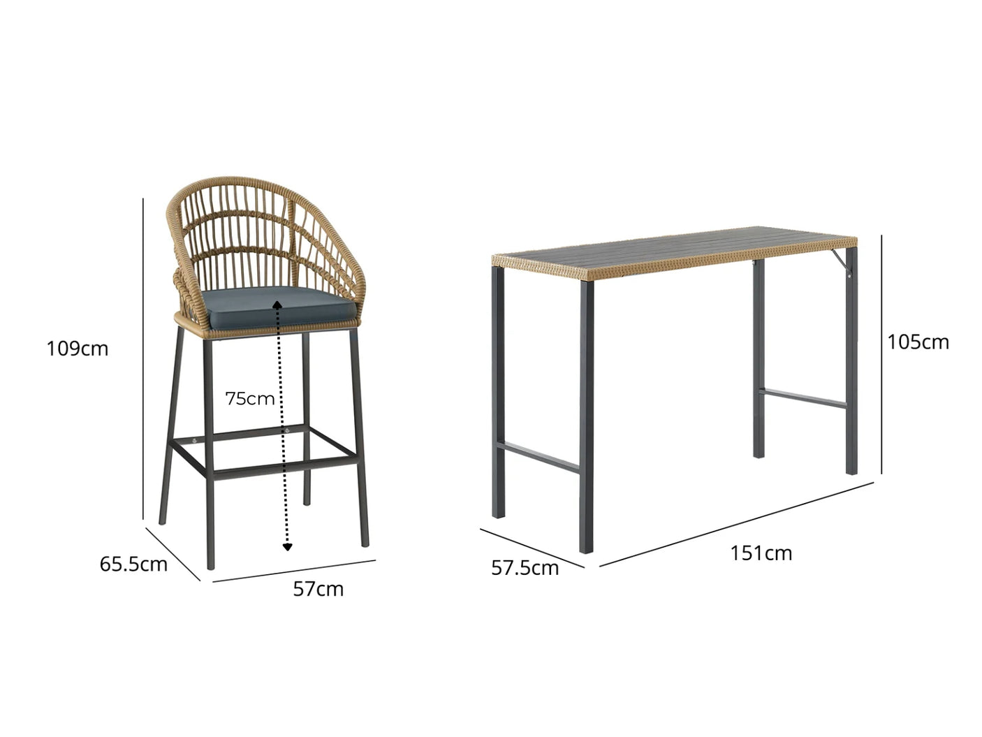 5pc Naturlig Outdoor Bar Set