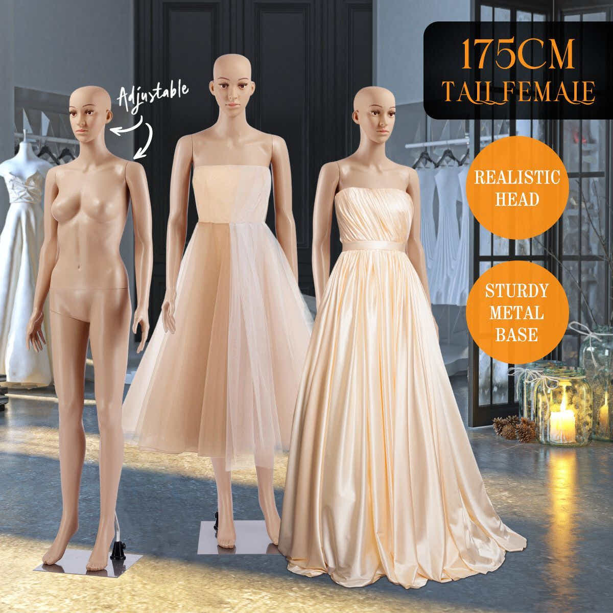 DS BD Female Mannequin Full Body Torso Dress Form 175CM Adjustable Detachable
