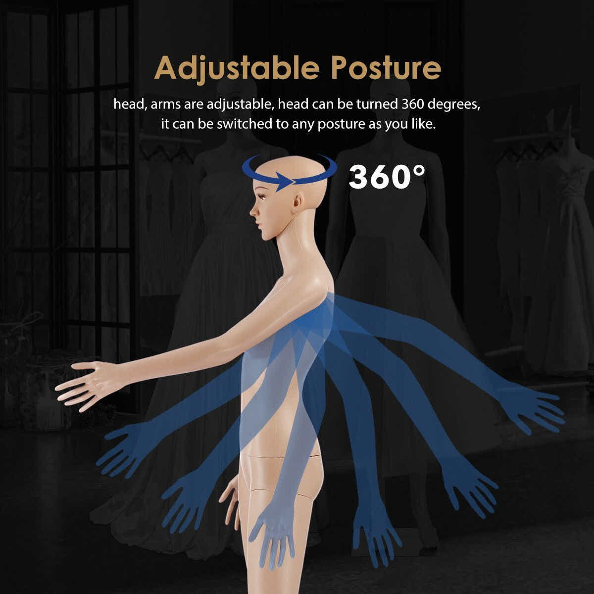 DS BD Female Mannequin Full Body Torso Dress Form 175CM Adjustable Detachable