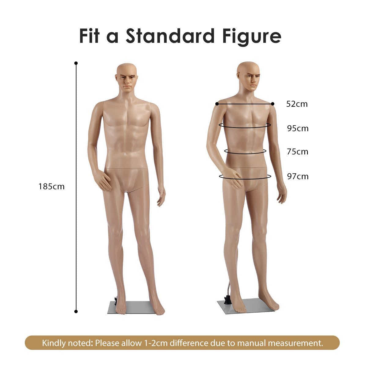 DS BD 185CM Male Mannequin Full Body Dress Form Adjustable Detachable Skin