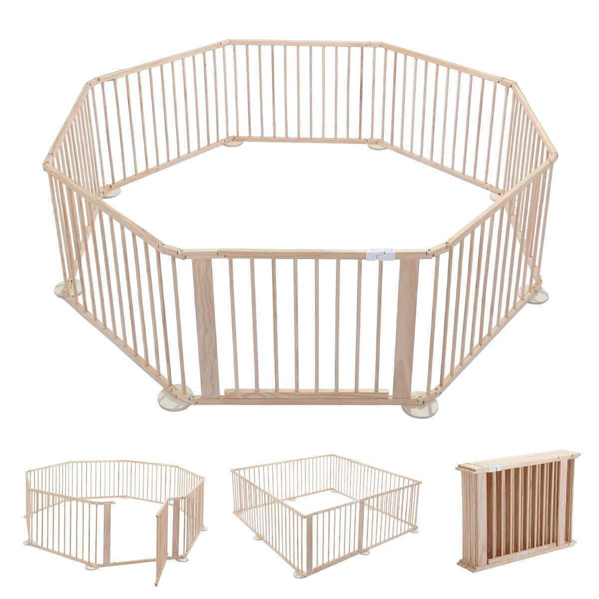 DS BD Kidbot Wooden Playpen Kids Activity Centre Foldable Fence Playard 8 Panel