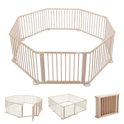 DS BD Kidbot Wooden Playpen Kids Activity Centre Foldable Fence Playard 8 Panel