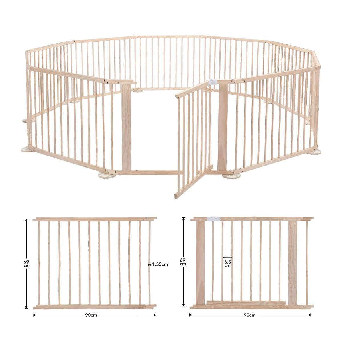 DS BD Kidbot Wooden Playpen Foldable Fence Kids Activity Centre Playard 10 Panel