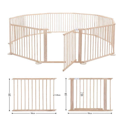 DS BD Kidbot Wooden Playpen Foldable Fence Kids Activity Centre Playard 10 Panel