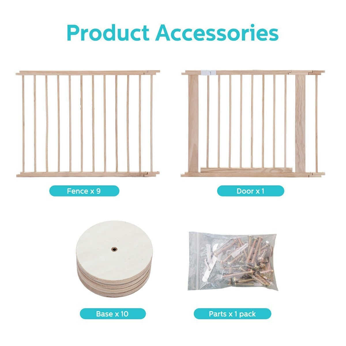 DS BD Kidbot Wooden Playpen Foldable Fence Kids Activity Centre Playard 10 Panel