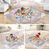 DS BD Kidbot Wooden Playpen Foldable Fence Kids Activity Centre Playard 10 Panel