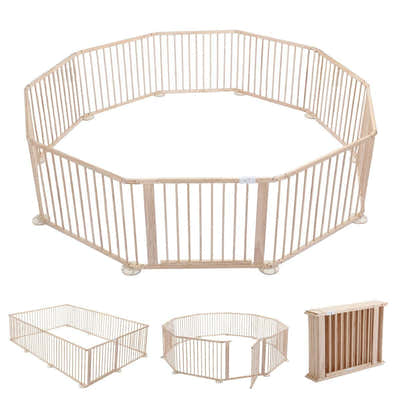 DS BD Kidbot Wooden Playpen Foldable Fence Kids Activity Centre Playard 10 Panel