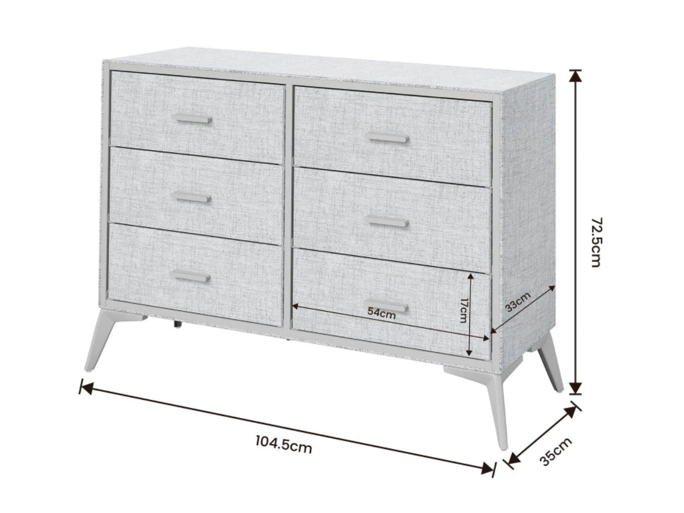 Delani 6 Drawer Chest Grey