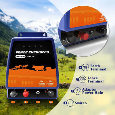 DS BD Petscene 30KM Electric Fence Energiser Charger Mains Energizer IPX6 3.5J