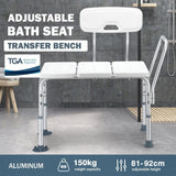 DS BD Adjustable Shower Chair Bath Seat Stool Medical Tub Transfer Bench Armrest