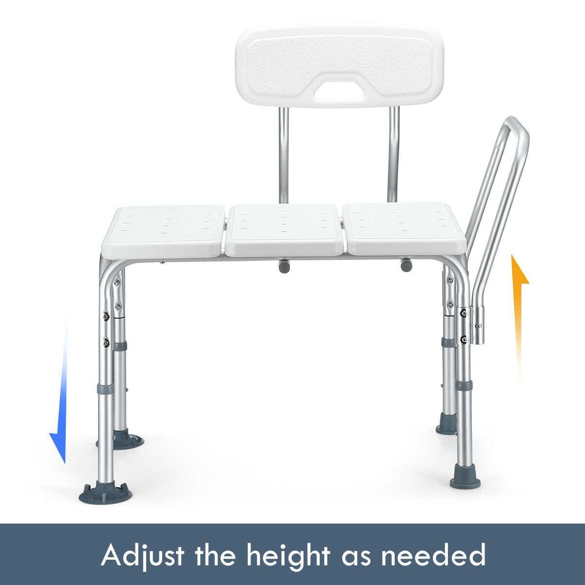 DS BD Adjustable Shower Chair Bath Seat Stool Medical Tub Transfer Bench Armrest