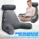 DS BD Bed Reading Pillow Husband Cushion Backrest Detachable Neck Roll Foam Gray