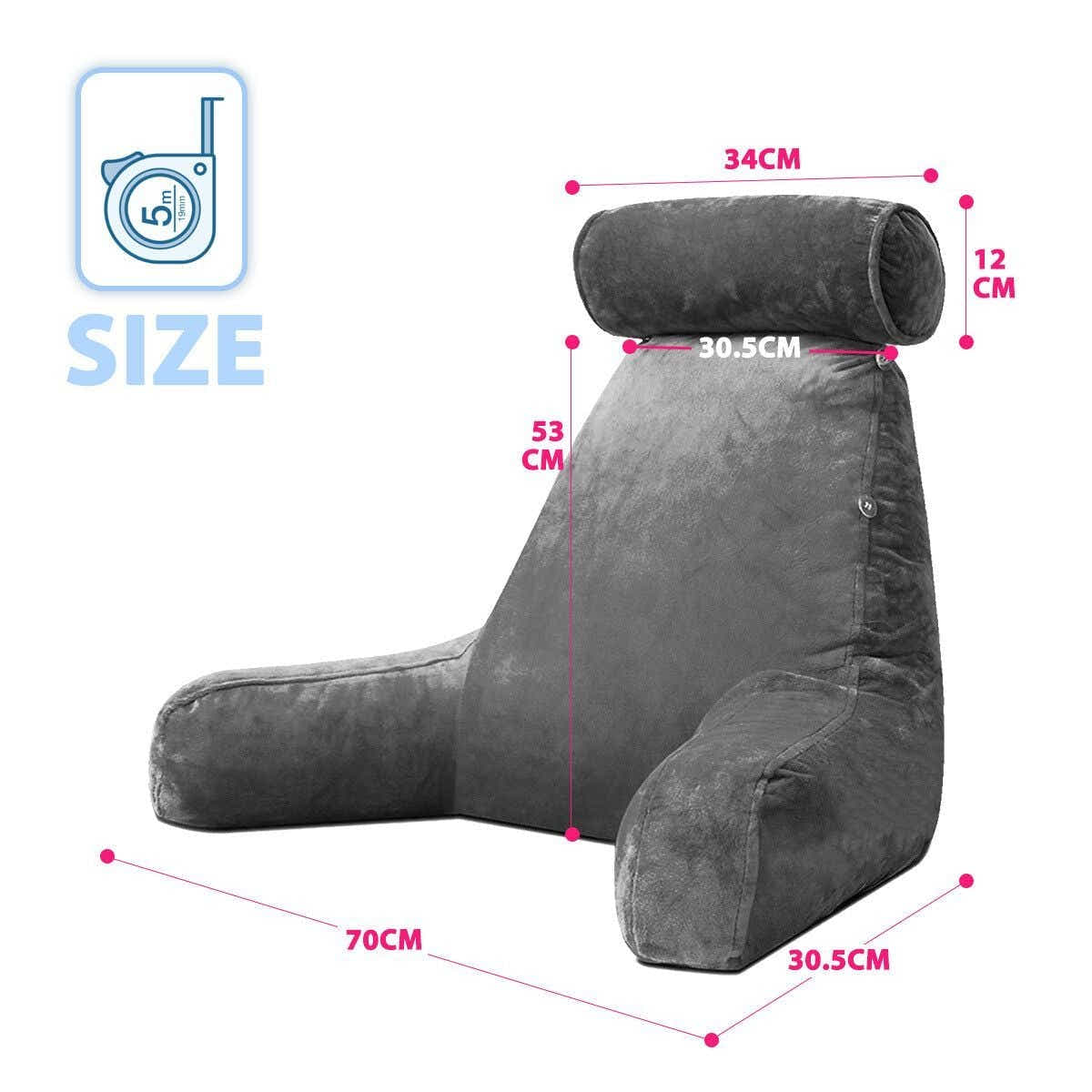 DS BD Bed Reading Pillow Husband Cushion Backrest Detachable Neck Roll Foam Gray