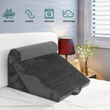 DS BD Bed Wedge Pillow Set Triangle Cushion Memory Foam Back Adjustable Gray