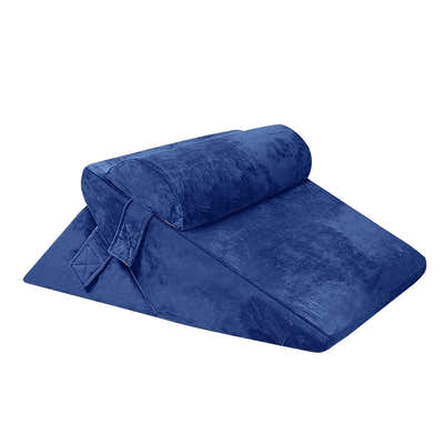 DS BD Wedge Pillow Set Memory Foam Bed Cushion Back Adjustable Navy Blue