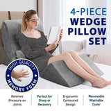 DS BD 4 Pcs Wedge Pillow Set Memory Foam Bed Cushion Support Adjustable Gray