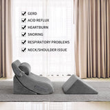 DS BD 4 Pcs Wedge Pillow Set Memory Foam Bed Cushion Support Adjustable Gray