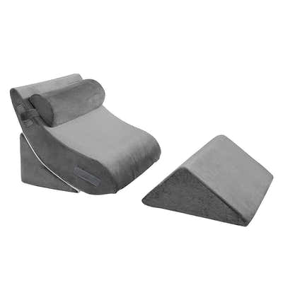 DS BD 4 Pcs Wedge Pillow Set Memory Foam Bed Cushion Support Adjustable Gray