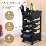 DS BD Hairdressing Storage Rolling Tool Cart Salon on Wheels 6 Tiers 5 Tray