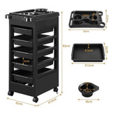 DS BD Hairdressing Storage Rolling Tool Cart Salon on Wheels 6 Tiers 5 Tray