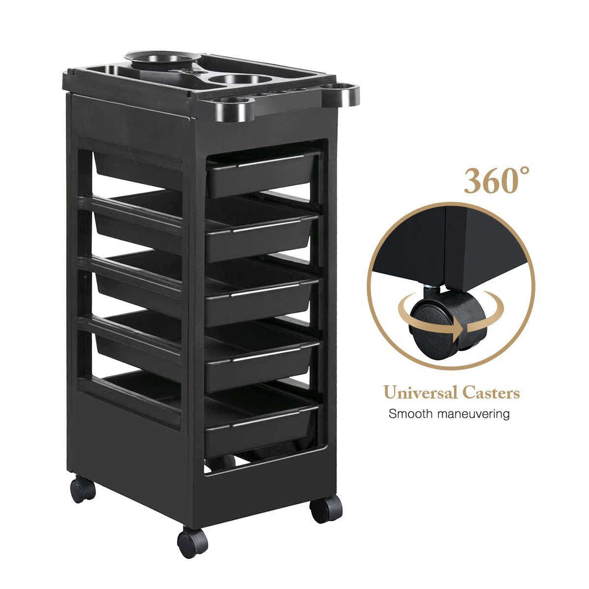 DS BD Hairdressing Storage Rolling Tool Cart Salon on Wheels 6 Tiers 5 Tray