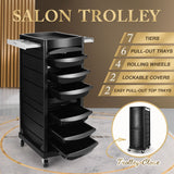 DS BD Salon Storage Tool Cart Hairdressing Rolling on Wheels 7 Tiers 6 Trays