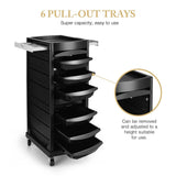 DS BD Salon Storage Tool Cart Hairdressing Rolling on Wheels 7 Tiers 6 Trays