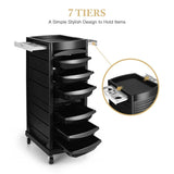 DS BD Salon Storage Tool Cart Hairdressing Rolling on Wheels 7 Tiers 6 Trays