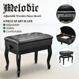 DS BD Melodic Piano Stool Adjustable Wood Chair Bench Storage Bent Leg Black
