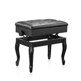 DS BD Melodic Piano Stool Adjustable Wood Chair Bench Storage Bent Leg Black
