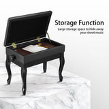 DS BD Melodic Piano Stool Adjustable Wood Chair Bench Storage Bent Leg Black