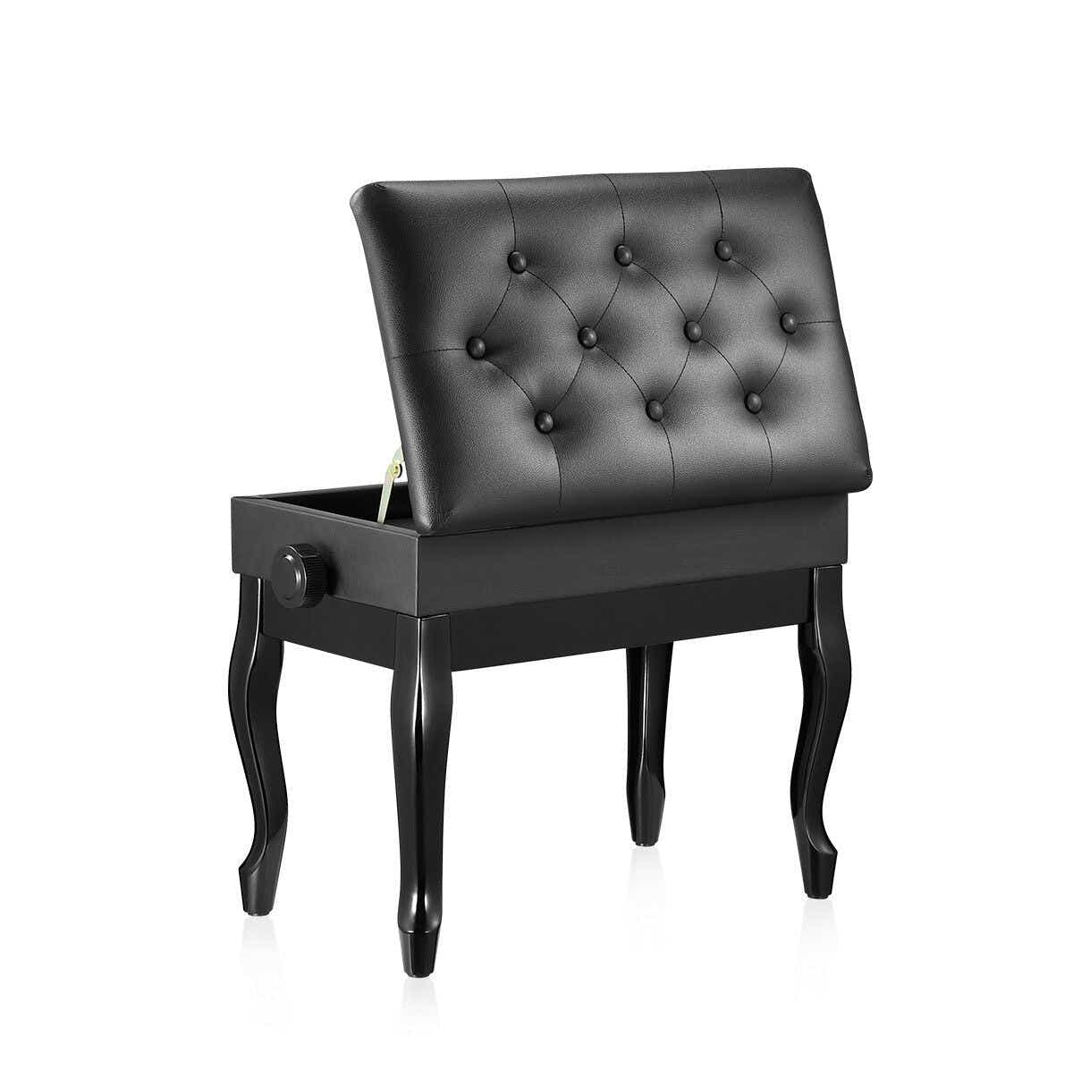 DS BD Melodic Piano Stool Adjustable Wood Chair Bench Storage Bent Leg Black