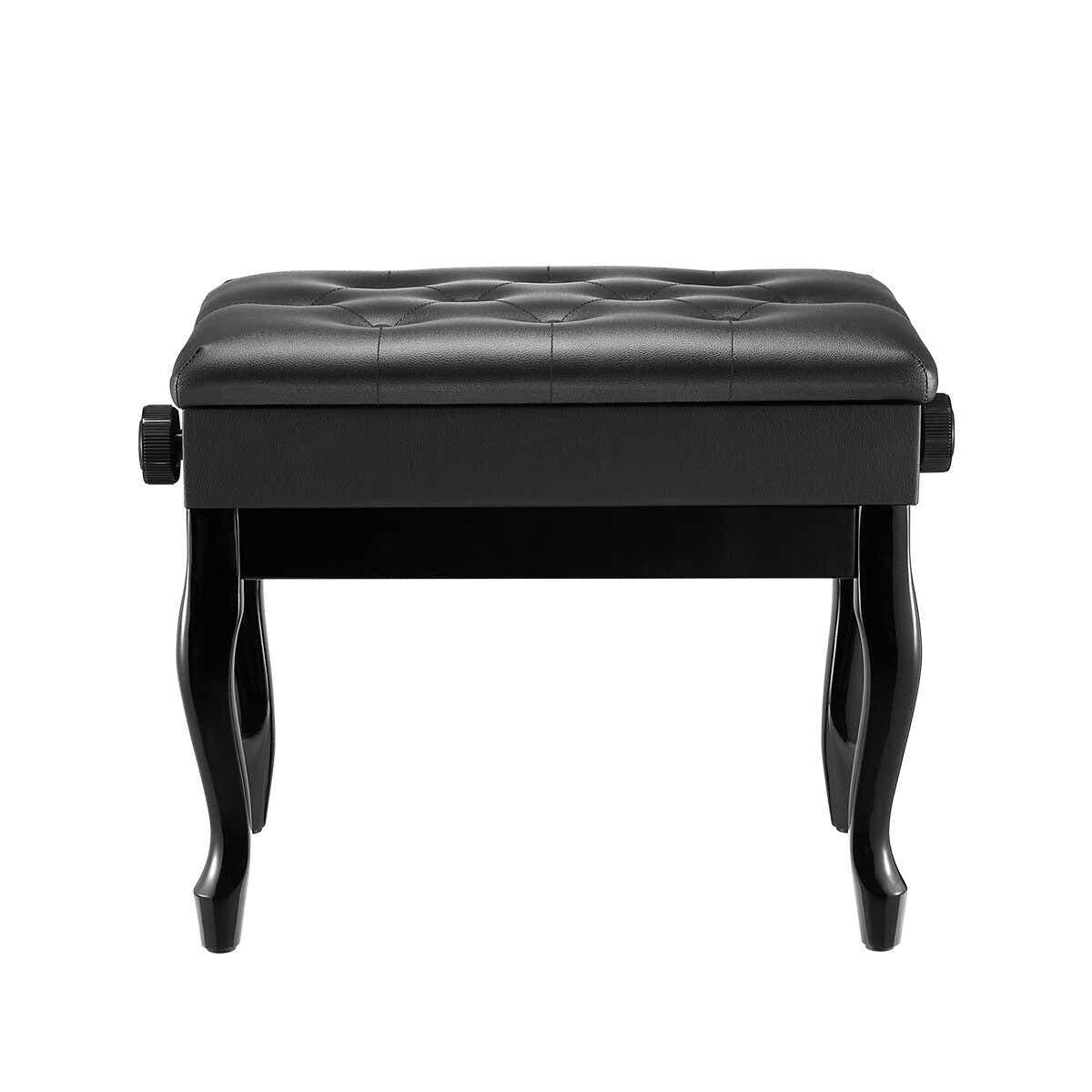 DS BD Melodic Piano Stool Adjustable Wood Chair Bench Storage Bent Leg Black