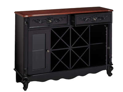 Wood Console Buffet Table With Wine Cabinet