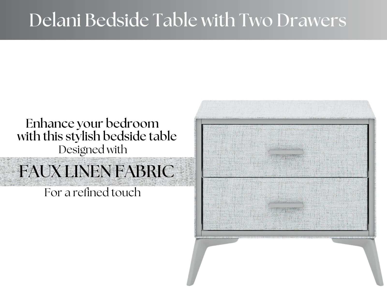 Delani Bedside Table - Grey