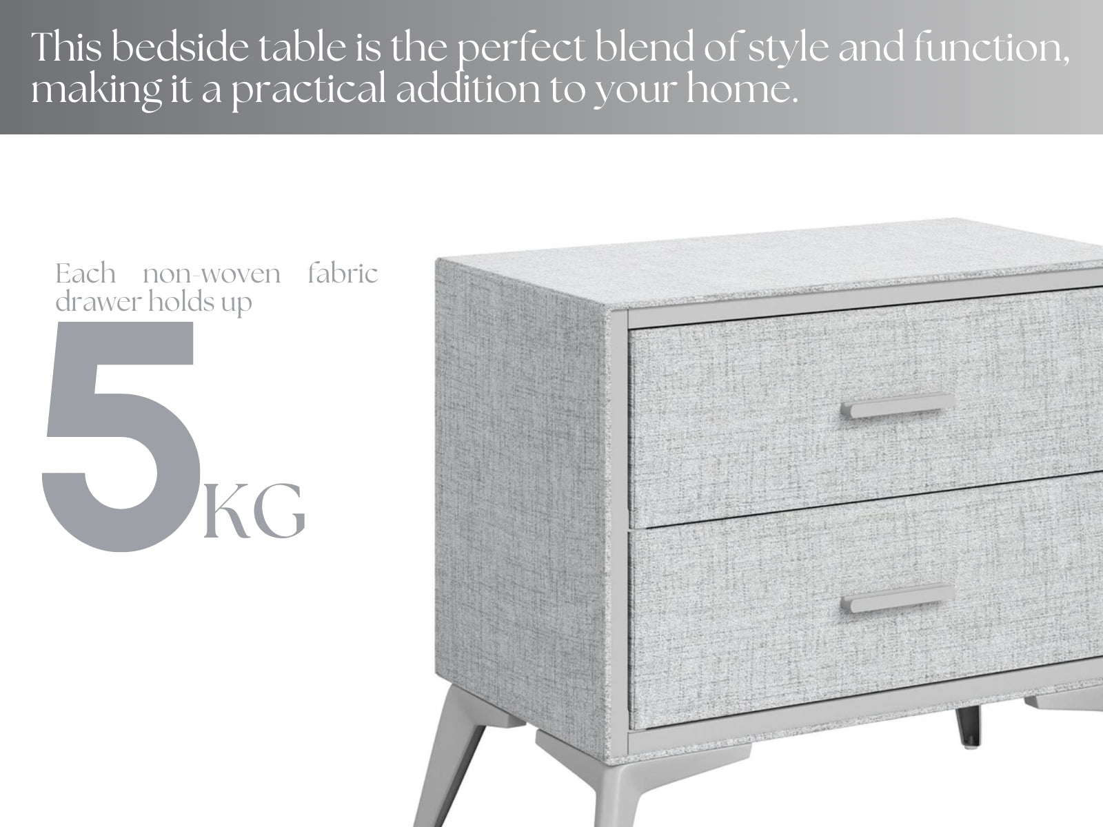 Delani Bedside Table - Grey