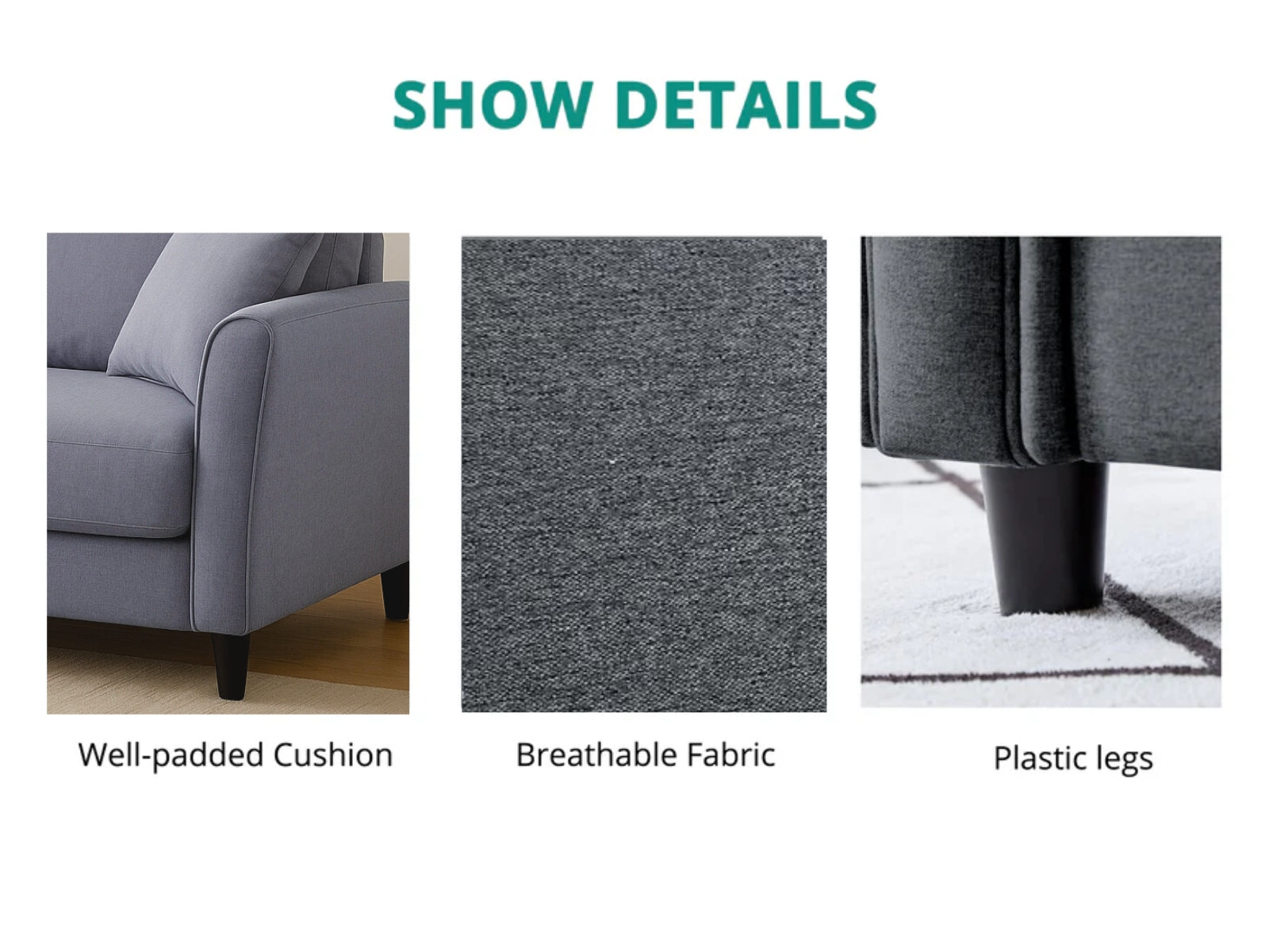Cozza Linen Sofa - Grey