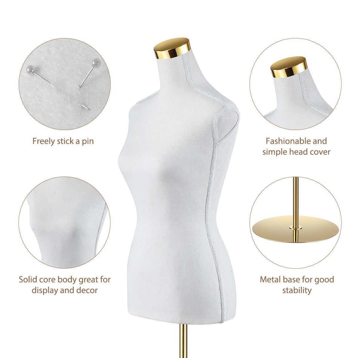 DS BD Female Mannequin Torso Display Manikin Dress Form Base 164-180CM White