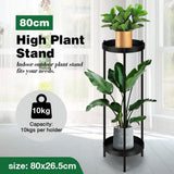DS BD 80CM High Plant Metal Flower Pots Shelf Corner Black Planter Holder Rack