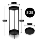 DS BD 80CM High Plant Metal Flower Pots Shelf Corner Black Planter Holder Rack