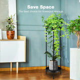 DS BD 80CM High Plant Metal Flower Pots Shelf Corner Black Planter Holder Rack