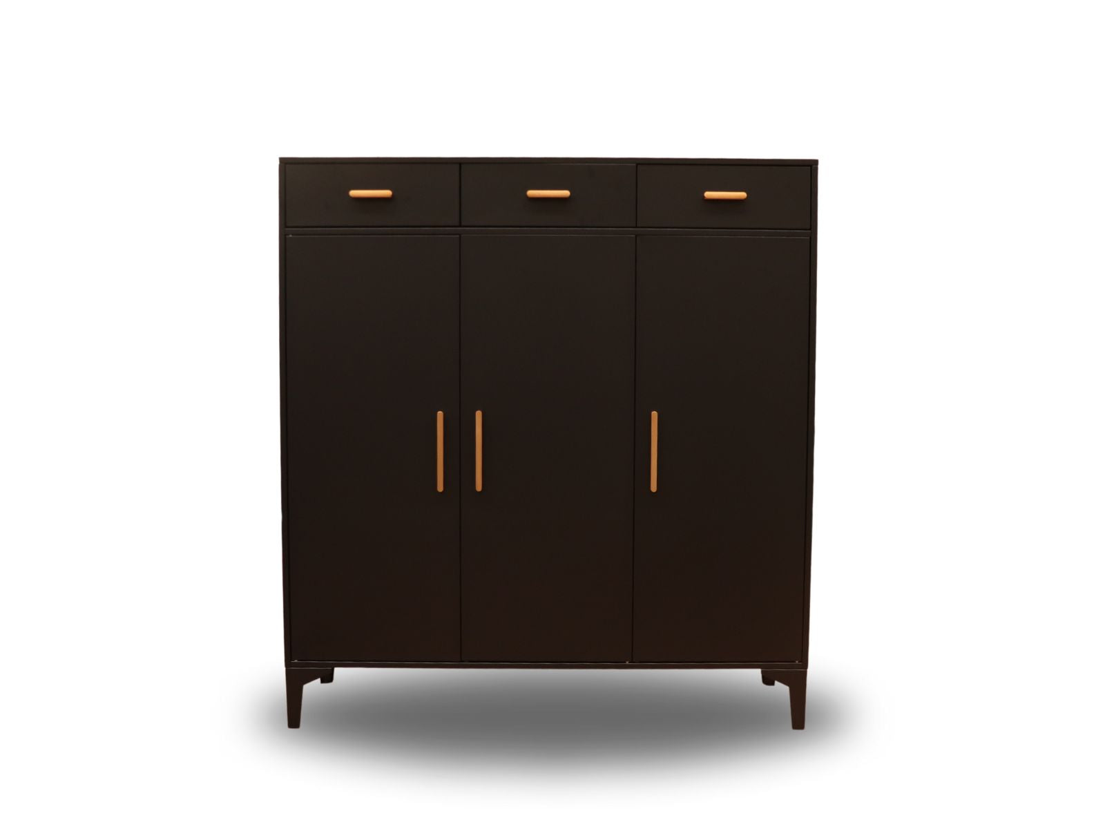 Lonna Steel 3-Door Shoe Cabinet With Drawers - Black
