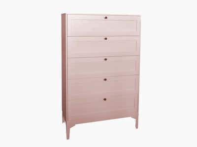 Lonna Steel 5-Drawer Tallboy - Pink
