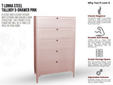 Lonna Steel Tallboy 5-Drawer Pink New